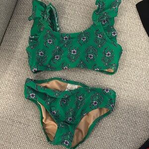 Girls crewcuts Green Floral Bikini Set